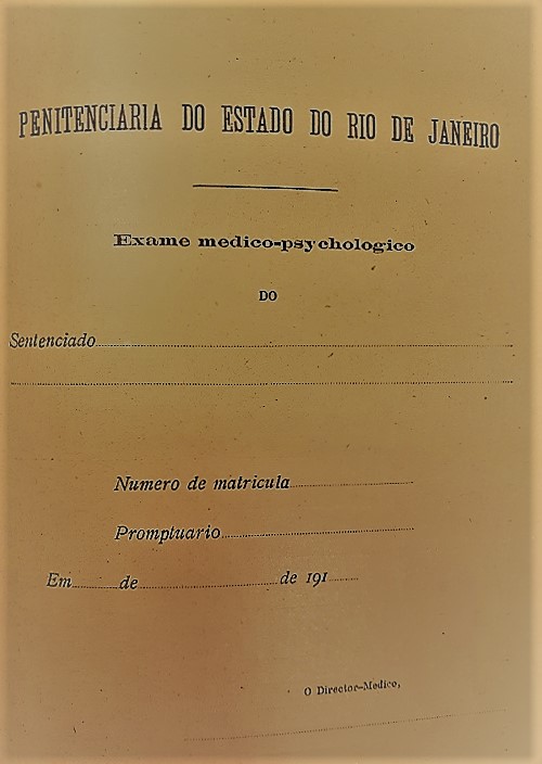 Prontuário médico-psicológico (capa) da Penitenciária do Estado do Rio de Janeiro