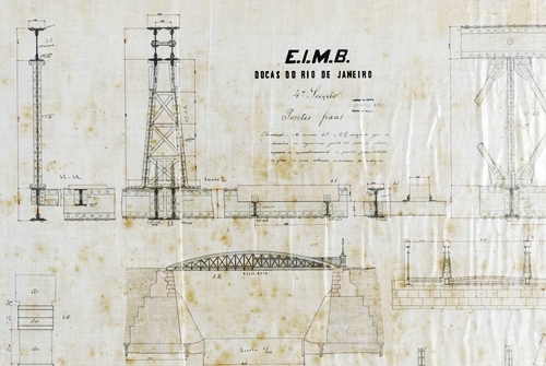Desenho de pontes para estradas de ferro e de rodagem da Empresa Industrial Melhoramentos do Brasil - EIMB. [detalhe]