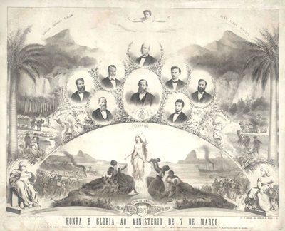 “Honra e glória ao Ministério de 7 de março” pela Lei do Ventre Livre, 1871.