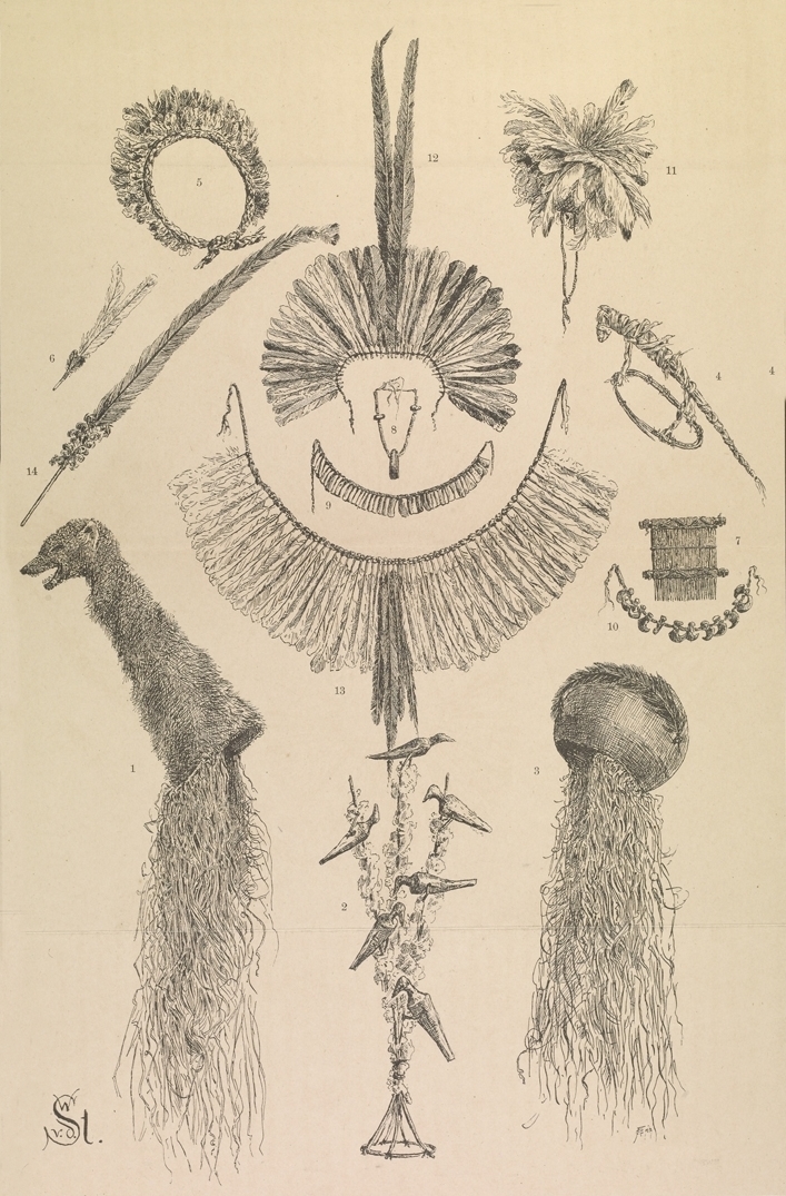Imagem de artefatos indígenas incluída no livro Através do Brasil Central, publicado em 1886, do etnólogo alemão Karl Von Den Stenen