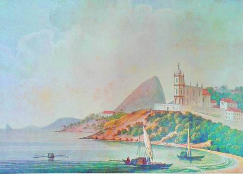 Nossa Senhora da Glória, Rio de Janeiro, 1819-1820, em litografia colorida a partir de desenho de Henry Chamberlain