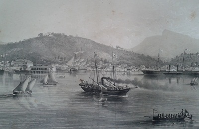 Litografia do Saco do Alferes, Rio de Janeiro, do livro Brasil Pitoresco (1861), a partir de fotografia de Victor Frond (1821-1881). 