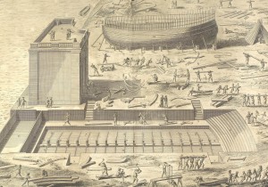 Construção de embarcação em prancha incluída na Enciclopédia iluminista de Diderot e d’Alembert, publicada em Paris de 1751 a 1772